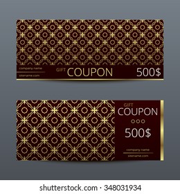 Gift voucher with elegant design. Vector template for coupon or card.