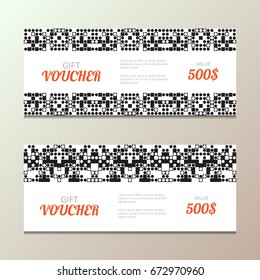 Gift voucher with ethnic design. Vector template for coupon modern style. Promotion concept for fashion event card