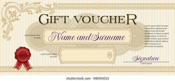 Gift Voucher with Floral Ornament Light Beige