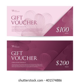 Gift Voucher, Flower Spa Yoga background banner template, vector illustration