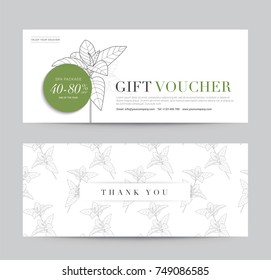 Gift Voucher flyer template for Spa, Hotel Resort, Botanic Pattern. Abstract Background Vector illustration