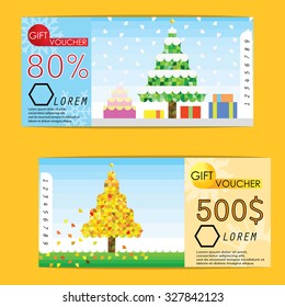 gift voucher with geometric design of Falls and winter season.