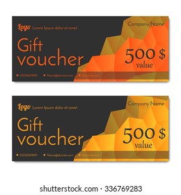 Gift voucher with geometric pattern. Vector illustration