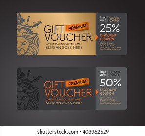 Gift Voucher Gold Card And Back Card Premium Coupon.