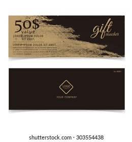 Gift voucher gold template or golden card