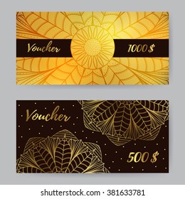 Gift voucher for health club, beauty salon, yoga classes, spa boutique, cosmetics shop, clothing store, etc. Lace floral mandala. 