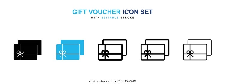 Gift voucher icon collection in black and blue colors