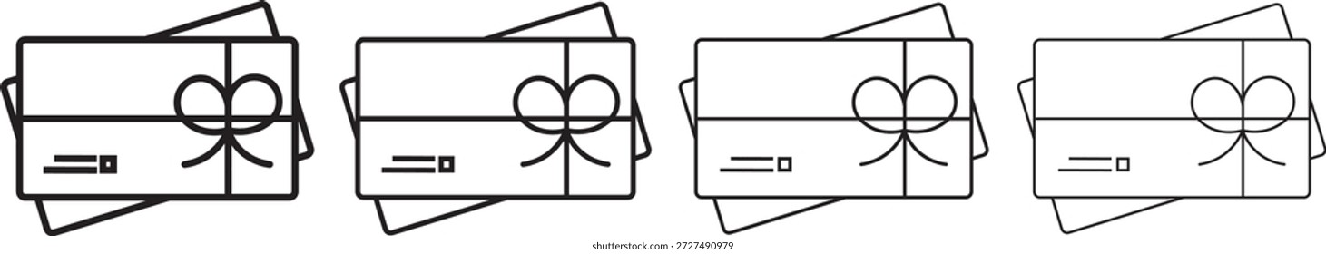 Geschenkgutschein-Symbol in ausgefüllter, dünner Linie, Strichstil. Geschenkgutschein Symbol Umriss Illustrationszeichen. Geschenkgutscheinsymbol für Web- und mobile Anwendungen