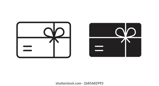 Icono de cupón de regalo logotipo plano en blanco y negro