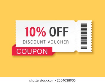 Gift voucher icon in flat style. 10% discount vector illustration on isolated background. Promotion coupon sign business concept.