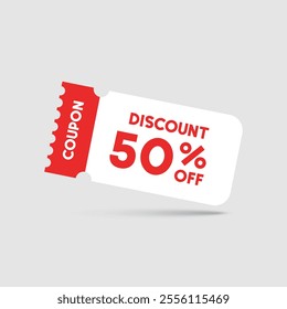 Gift voucher icon in flat style. 50% discount vector illustration on isolated background. Promotion coupon sign business concept.