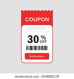 Gift voucher icon in flat style. 30% discount vector illustration on isolated background. Promotion coupon sign business concept.