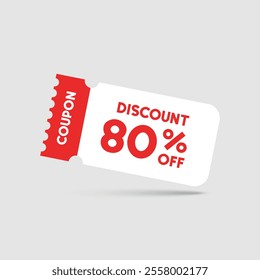 Gift voucher icon in flat style. 80% discount vector illustration on isolated background. Promotion coupon sign business concept.