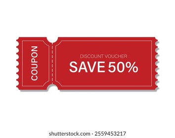 Gift voucher icon in flat style. 50% discount vector illustration on isolated background. Promotion coupon sign business concept.