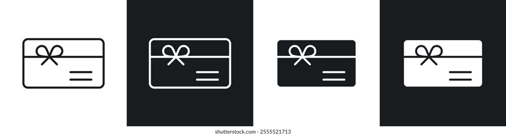 Gift voucher icon vector collection in black and white.