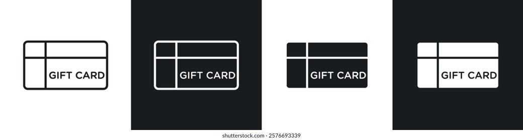 Gift voucher icons collection in black and white solid and line style