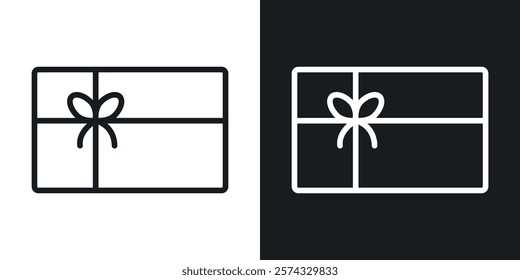 Gift voucher icons in thin black and white stroke liner style