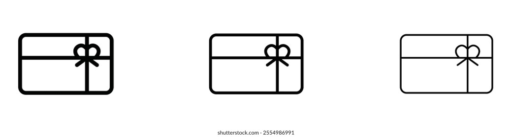 Gift voucher icons in tree different stroke sizes