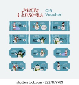 Gift voucher labels christmas character edition design vector illustration