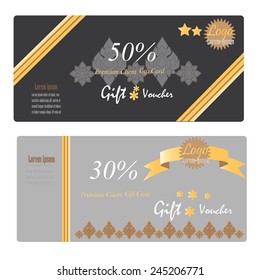 gift voucher with line thai pattern,Gift Voucher, Gift certificate, Coupon template. gift voucher vector 