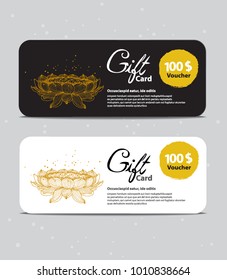 Gift Voucher Lotus Gold spa template for Spa, Hotel Resort, Vector illustration