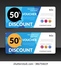 Gift voucher market offer template layout with colorful modern triangle business design. Certificate special discount buy coupon.