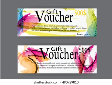 Gift voucher for marketing promotion with  abstract watercolor art brush  background