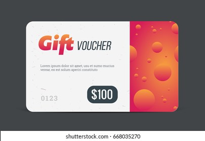 Gift Voucher. Modern Template With Futuristic Pattern. Trendy Discount Plastic Card. Vector Mockup.