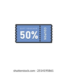 gift voucher in outline flat vector design.