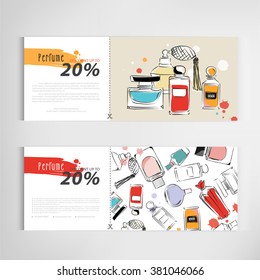 Gift voucher perfume bottles with reflections vector