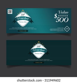Gift Voucher Premier Color Green, Vector.