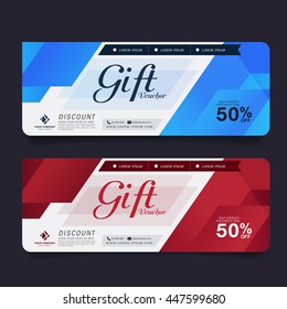 Gift Voucher Premier Color Red and Blue discount voucher template