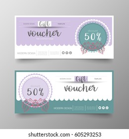 Gift voucher premium template on background vector modern value design and layout luxury.Cover leaflet elegant Illustration in horizontal pattern.