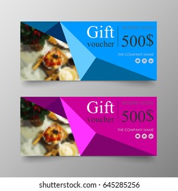 Gift voucher premium template on background vector modern value design and layout luxury.Cover leaflet elegant Illustration in horizontal pattern.