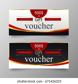 Gift voucher premium template on background vector modern value design and layout luxury.Cover leaflet elegant Illustration in horizontal pattern.