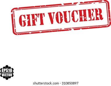 Gift voucher red grunge rubber stamp. Vector illustration.