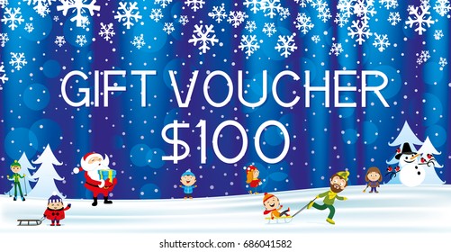 Gift voucher with Santa Claus.