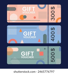 Gift voucher, set of gift voucher templates in geometry style. Vector.