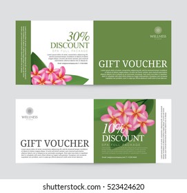 Gift Voucher for Spa Hotel Resort, Frangipani Flowers Tropical Summer, Abstract Background Flora Healthcare, Ads Promote, Element Exotic, Vector illustration Design