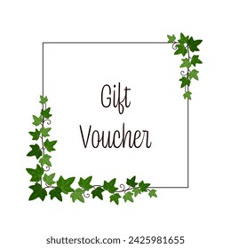 Gift Voucher. Square voucher card with ivy vines on a frame.