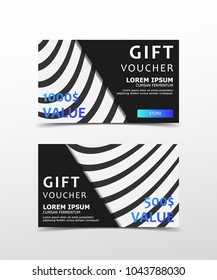 Gift Voucher with technological, scientific, abstract, geometric background with polygonal abstract shapes, circles, lines, triangles. Discount coupon for recovery, purchase of things and entertainmen