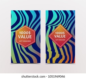 Gift Voucher with technological, scientific, abstract, geometric background with polygonal abstract shapes, circles, lines, triangles. Discount coupon for recovery, purchase of things and entertainmen