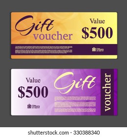 Voucher Template Stripes Gold Design Elements Stock Vector (royalty 