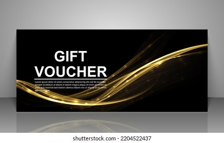 Gift voucher template. Abstract futuristic wave background