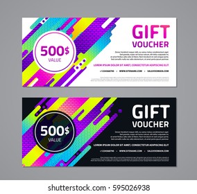 Gift voucher template with abstract geometric background. Page, website, print, cover booklet, annual report, flyer, banner, leaflet, brochure background designs set.
