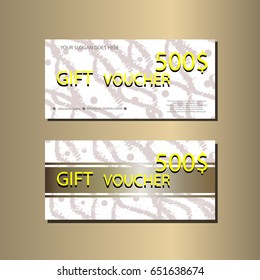 Gift Voucher Template With Abstract Texture  For your Design. Vector Illustrator