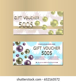 Gift Voucher Template With Abstract Texture and Pears For your Design.   Vector Illustration
