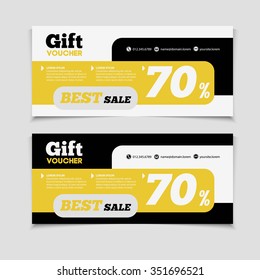 Gift voucher template with amount of discount and Contact Information. For hotel, restaurant, shop or other business.

