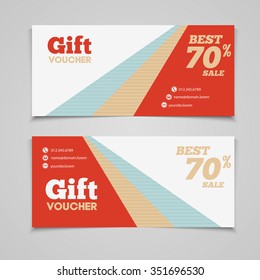 Gift voucher template with amount of discount and Contact Information. For hotel, restaurant, shop or other business.
