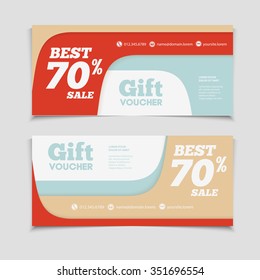 Gift voucher template with amount of discount and Contact Information. For hotel, restaurant, shop or other business.
